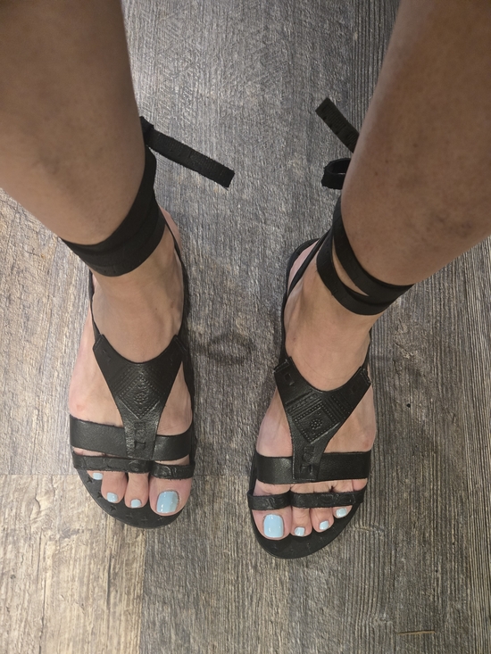 Free People Shoes - Free People Women's Black Wrap Ankle Leather Sandals